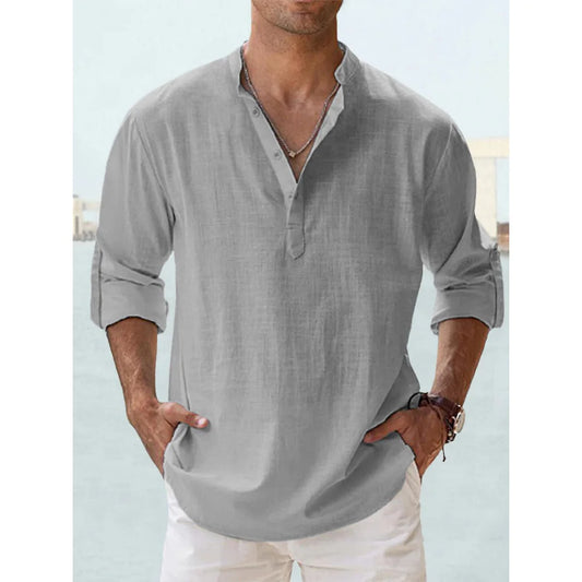 men t shirts | New Cotton Linen Shirts for Men Grey