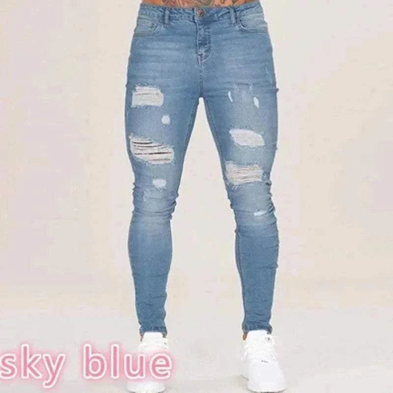 Ripped Jeans Men Stretch