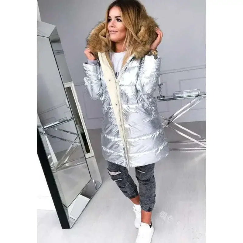 Winter Clothes Women Puffer Jacket Silver