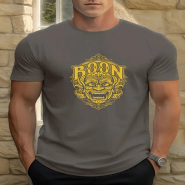 men t shirts , T Shirts For Men Mask 100% Cotton Graphic Printing Summer Round Neck in Dark Gray