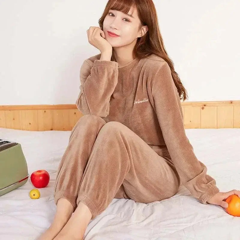 2024 Winter Pyjamas Warm Khaki Flannel Women