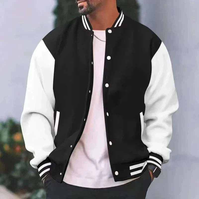 American Vintage Cotton Black White Baseball Jacket