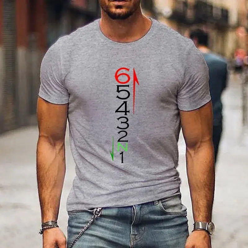 Casual Men's T-Shirt Grey Summer Short Sleeve