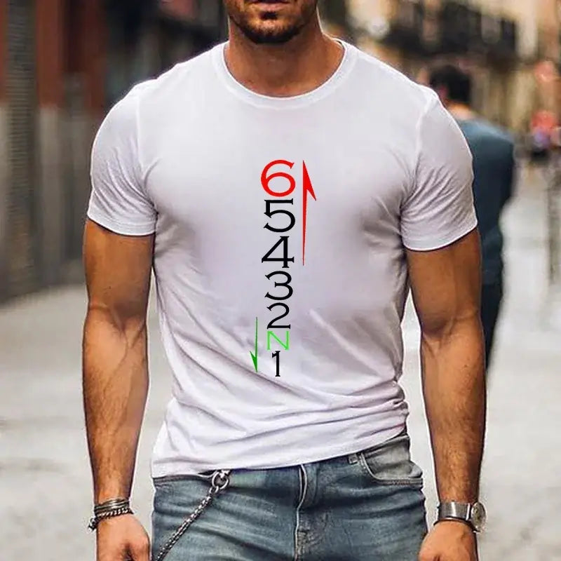 Casual Men's T-Shirt White Summer Short Sleeve