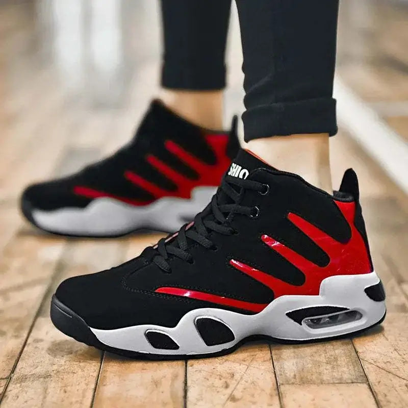  High Top Sneakers for Men Black Red