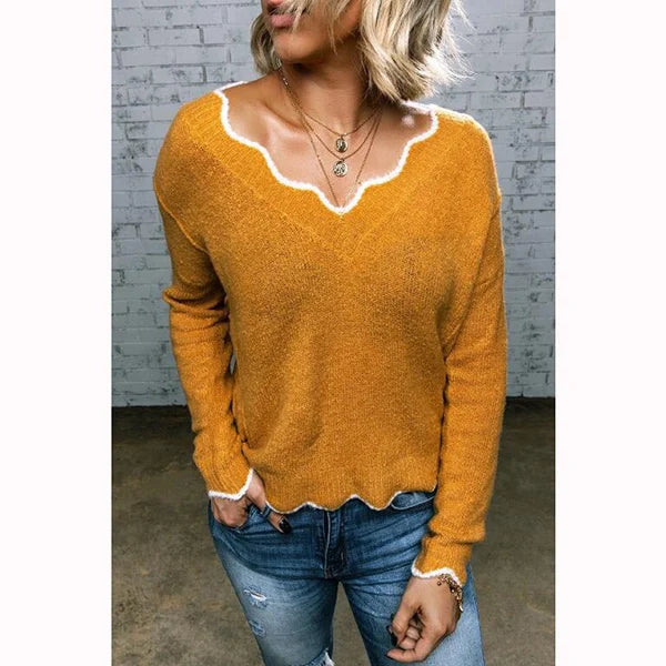Women Knitted Sweaters New Wave V Neck Pullover