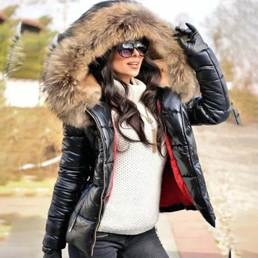 thick Parka Fur Collar Hooded Women Jacket
