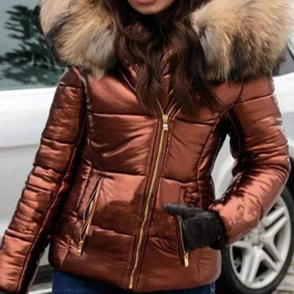 thick Parka Fur Collar Hooded Women Jacket