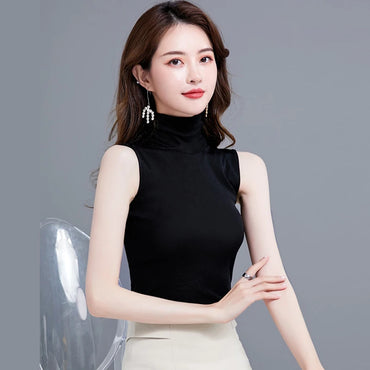 Going Out Tops | Summer Tops For Women Turtleneck Basic Sleeveless Lace