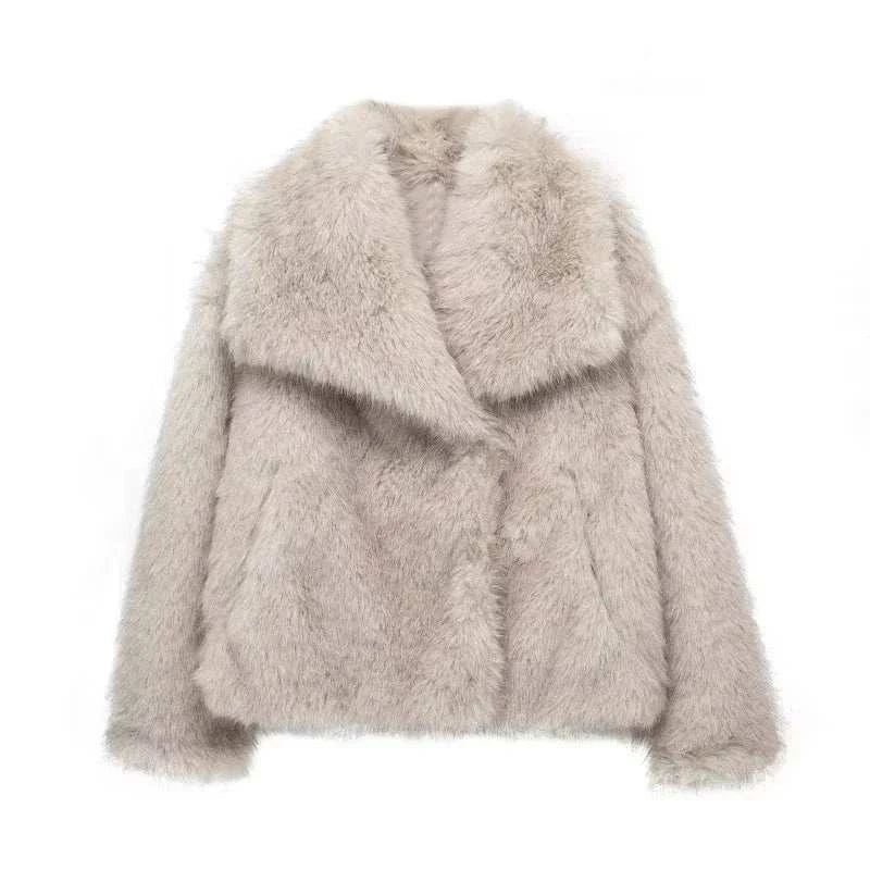MUJER White Faux Fur Coat for Women