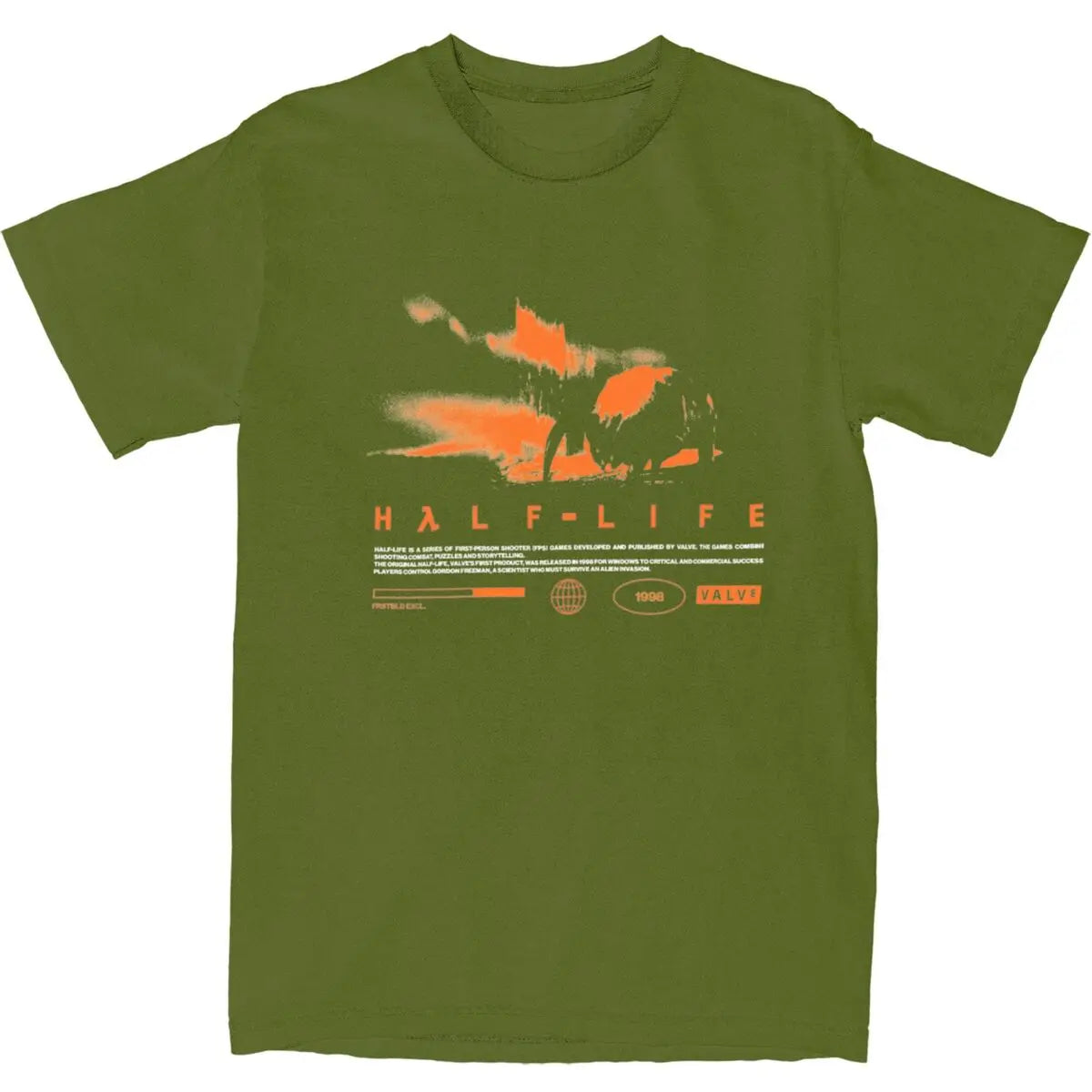 Men T Shirt Videogames HALFS LIFES Army Green