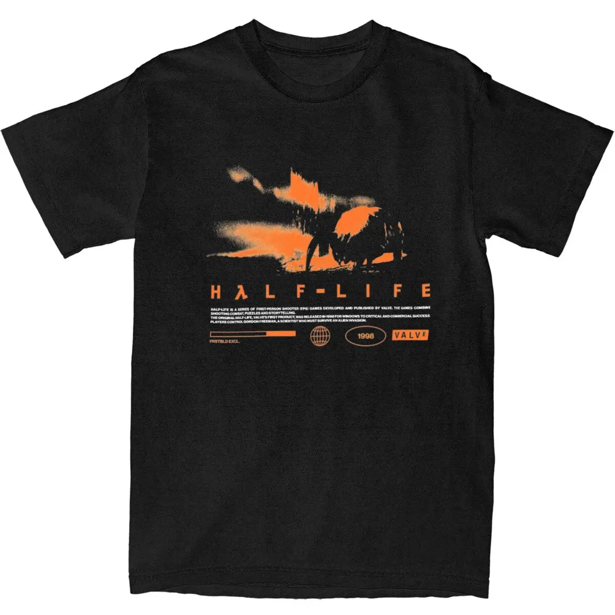 Men T Shirt Videogames HALFS LIFES Black