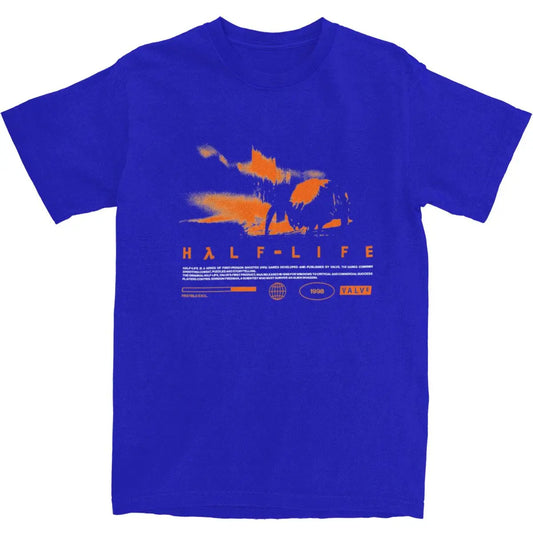 Men T Shirt Videogames HALFS LIFES Blue