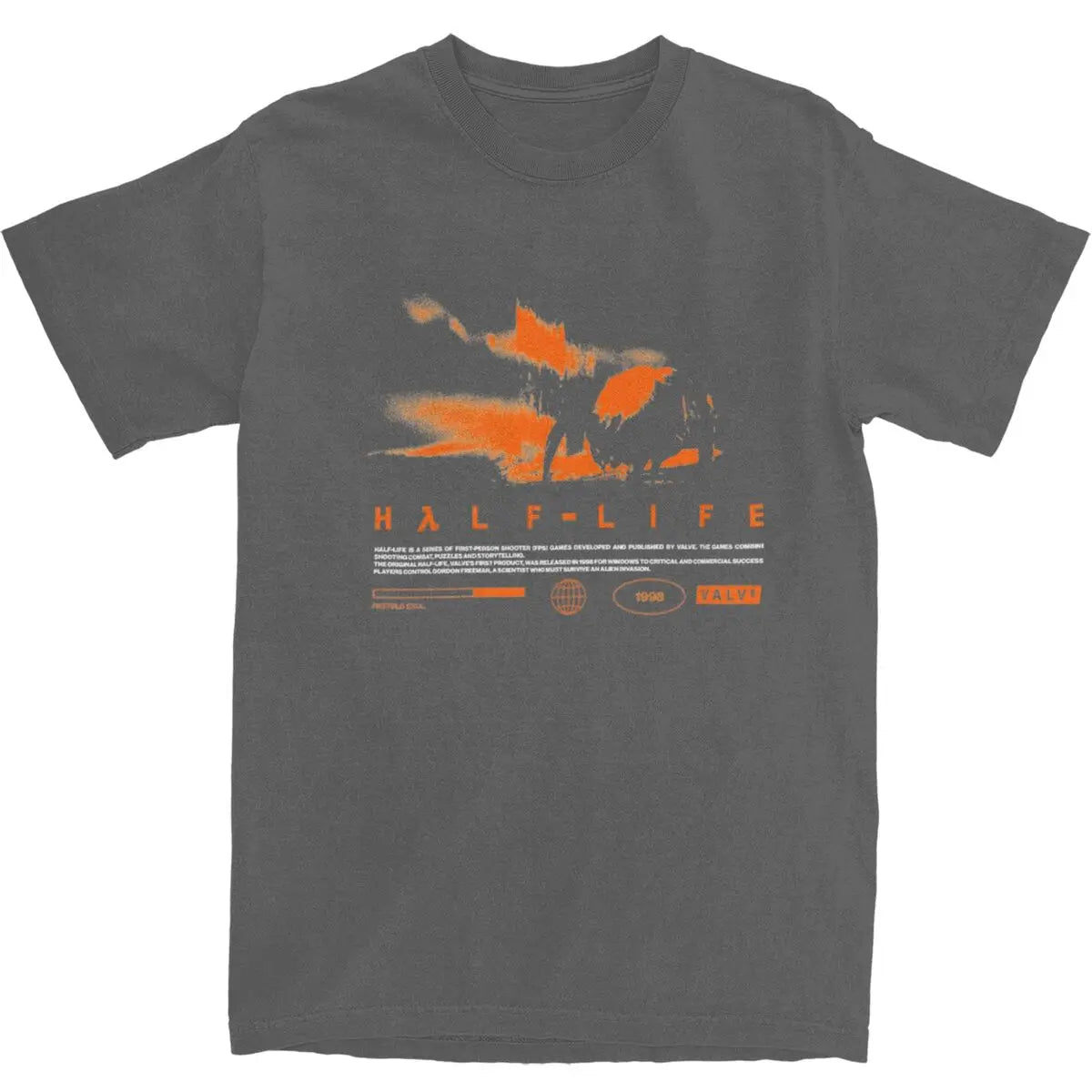 Men T Shirt Videogames HALFS LIFES Dark Grey