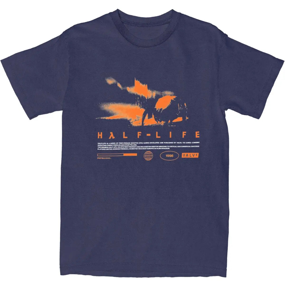 Men T Shirt Videogames HALFS LIFES Navy Blue