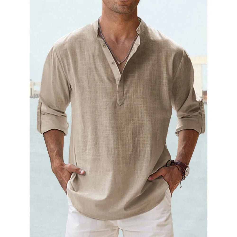 men t shirts | New Cotton Linen Shirts for Men Khaki