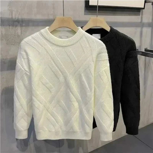Knitted Sweaters for Men Solid  Crewneck Pullovers