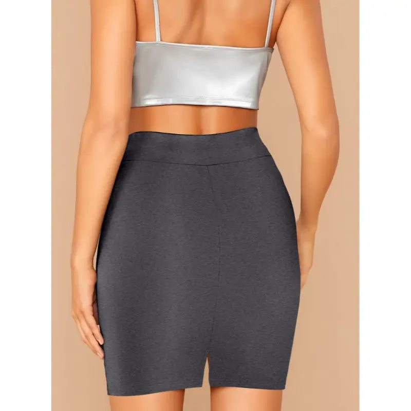 Summer Women's Skirts Gray Crisp Back View