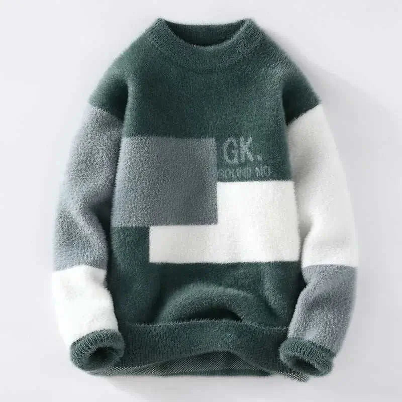 Sweaters men 2025 Winter Letter pattern Army Green