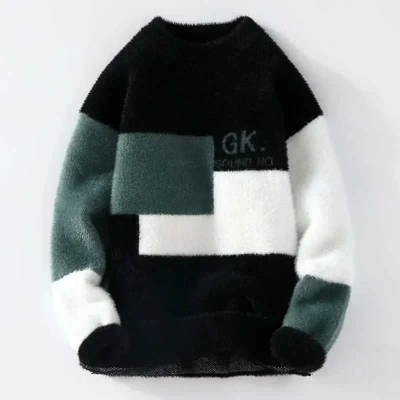 Sweaters men 2025 Winter Letter pattern Black 