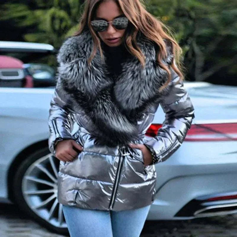 Winter Coat Women Bright Surface