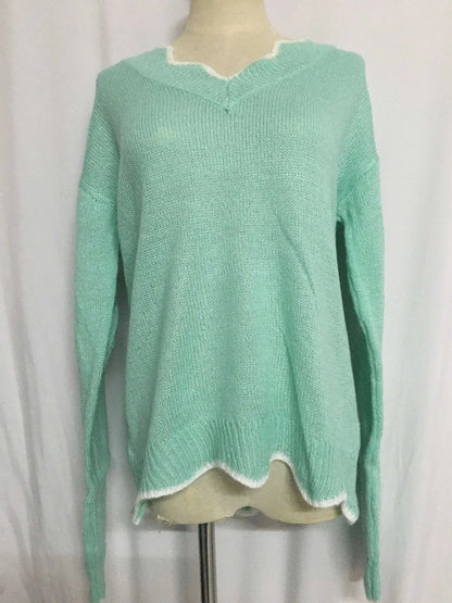 jumpers for women offers Women Knitted Sweaters New Wave V Neck Pullover green