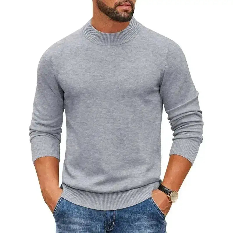 navy turtleneck ribbed knit pullover sweater