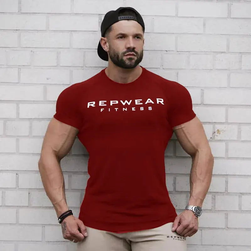 men t shirts | Men T Shirt Short Sleeve Shirts for Men Bodybuilding Red