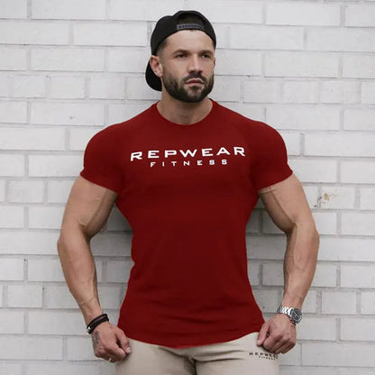 men t shirts | Men T Shirt Short Sleeve Shirts for Men Bodybuilding Red