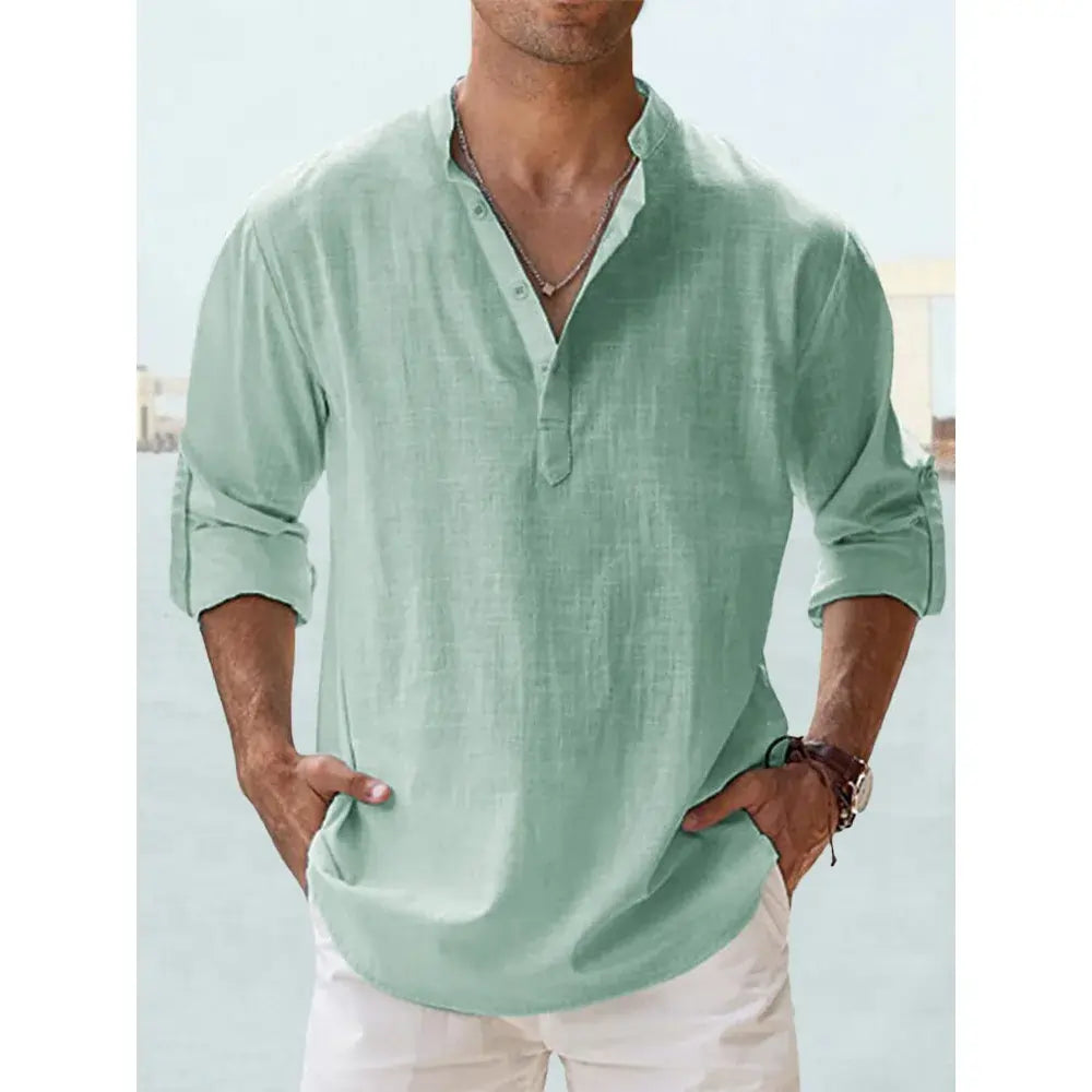 men t shirts | New Cotton Linen Shirts for Men Green