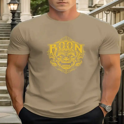 men t shirts | T Shirts For Men Mask 100% Cotton Graphic Printing Summer Round  Khaki